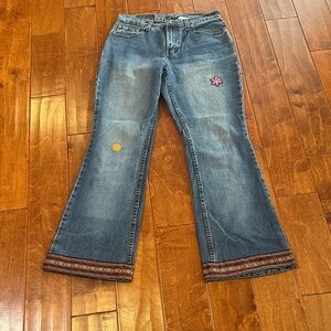 Jordache Blue Flare Jeans with Embroidered Accents